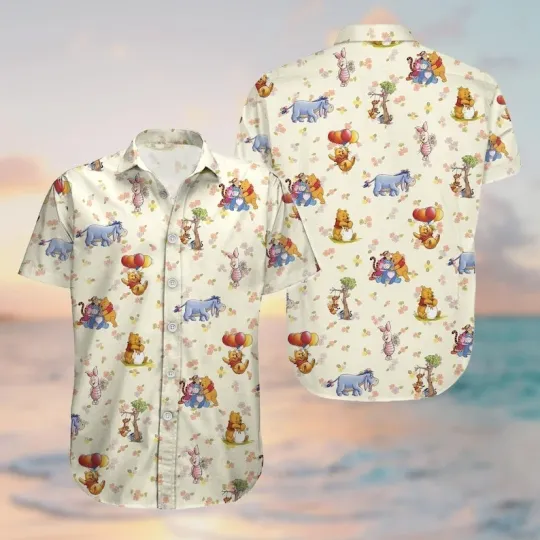 Discover Winnie the Pooh Hawaiian Shirt, Button Up Summer Shirt, Disney Beach Outfit