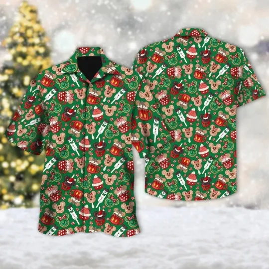 Discover Disney Mickey & Friends Christmas Hawaii Shirt, Mickey Mouse Button Up Shirt
