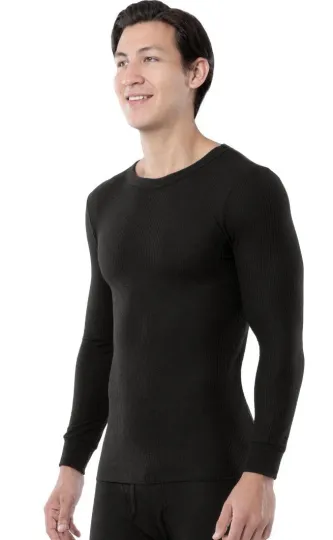 Discover FRUIT OF THE LOOM Men's Thermal Crew Neck Black Waffle Shirt Size Large NWT