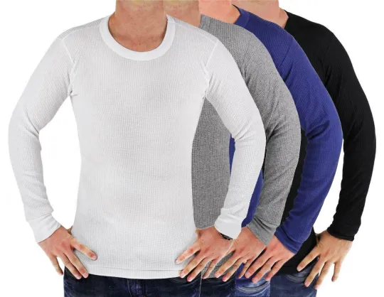 Discover Men's Premium Long Sleeve Thermal Underwear Heavy Weight Solid Shirt
