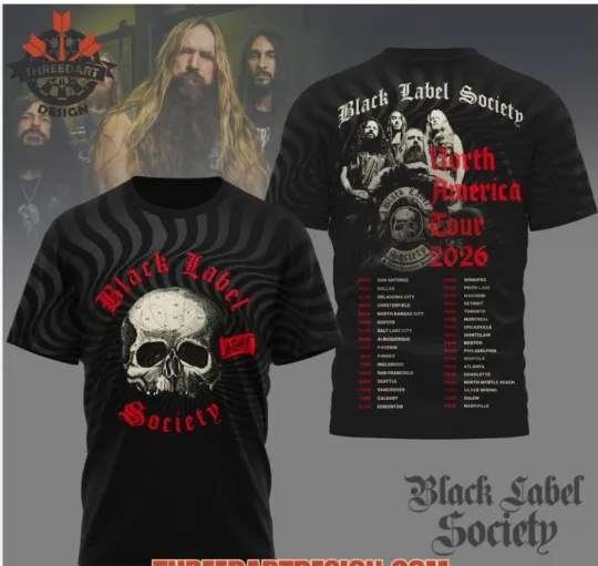 Discover Black Label Society North America Tour 2026 3D T-Shirt