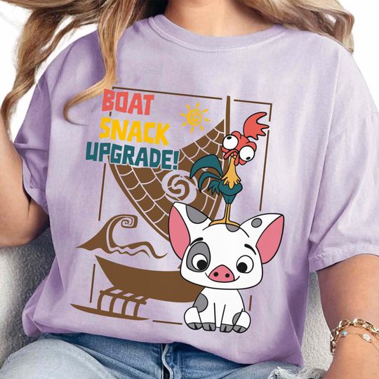 Discover Disney Moana 2 Pua And Heihei Shirt, Funny Boat Snack Upgrade Tee, Disney Moana Movie Shirt, Disneyland Trip Matching Shirts