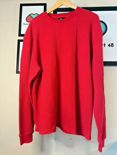Discover Thermal Access Men's 3XL Heavyweight Long Sleeve Thermal Crew Neck Top RED