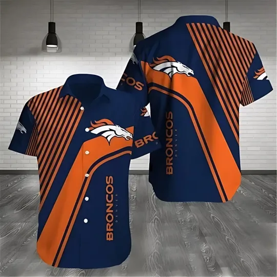 Discover Denver Broncos Stripe Streak Hawaiian Shirt
