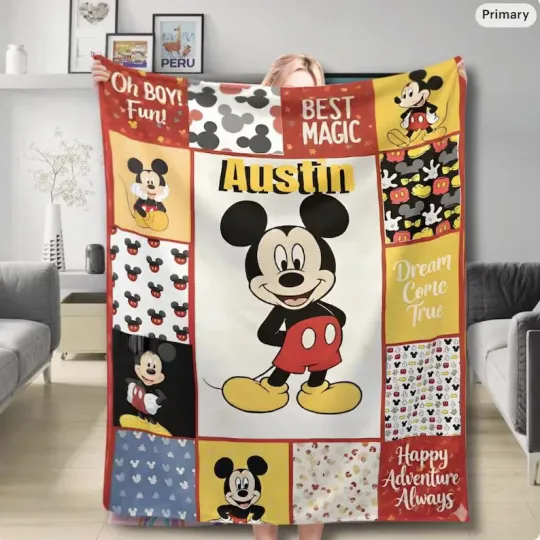Discover Custom Mickey Blanket Disney Quilt Fleece Blanket#9
