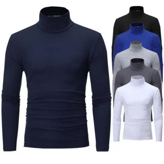 Discover Men's Long Sleeve Mock Neck Base Layer Shirts Winter Thermal Tops Undershirt