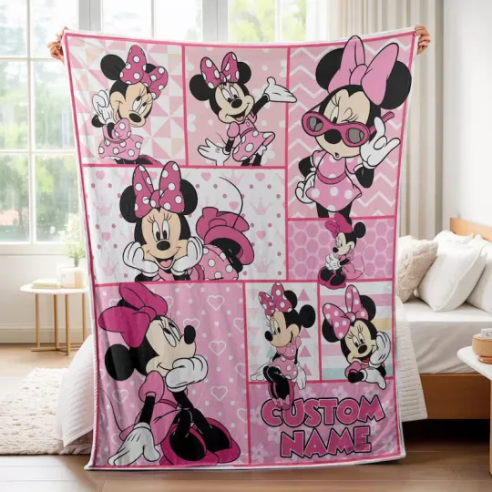 Discover Custom Minnie Mouse Disney Quilt Fleece Blanket#9