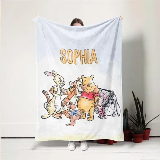 Discover Custom Winnie The Pooh Disney Quilt Fleece Blanket#9