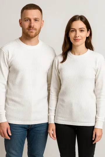 Discover Men's Cotton Waffle Knit Shirt: Warm Thermal Top for Winter - Free Shipping