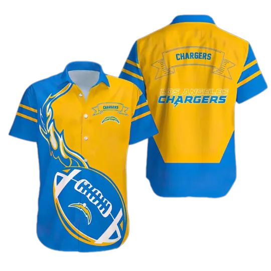 Discover Los Angeles Chargers football Fire Balls Logo Hawaiian Shirt Best Gift For Fans