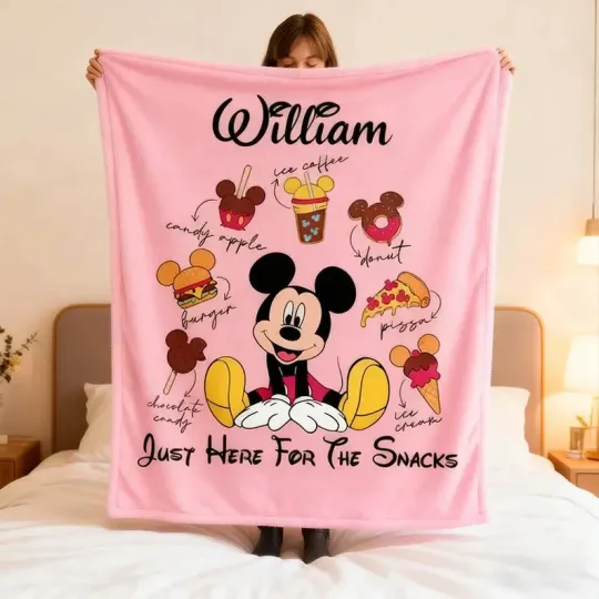 Discover Custom Name Just Here For The Snacks Fleece Blanket#6