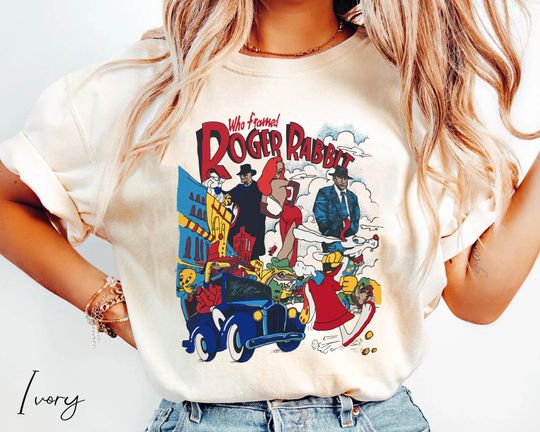 Discover Retro Who Framed Roger Rabbit Characters Comfort Colors Shirt, Roger Rabbit and Jessica, Funny Disney T-shirt, Walt Disney World Trip