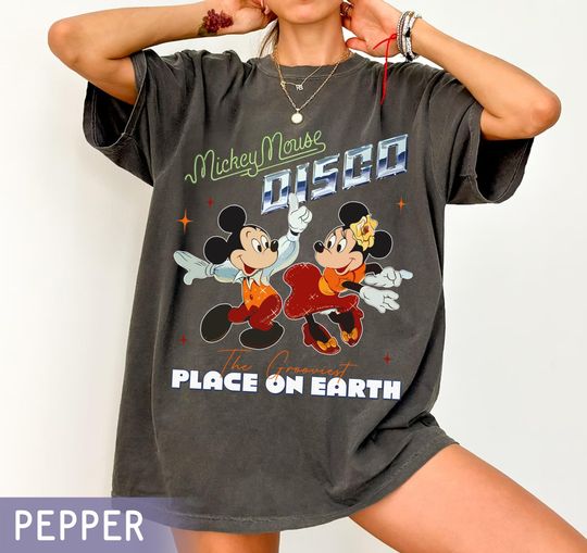 Discover Mickey Minnie Mouse Dancing Disco The Grooviest Place On Earth Comfort Colors Shirt, Vintage Disney Tee, Magic Kingdom, Walt Disney World