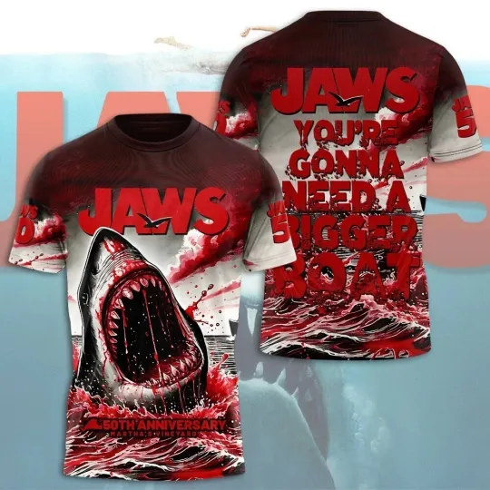 Discover Jaws 50Th Anniversary 3D All Over Printed T Shirt All Size S-5XL