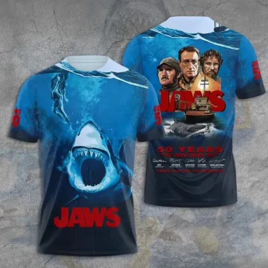 Discover Jaws 50Th Anniversary 1975-2025 Thank You Unisex 3D shirt