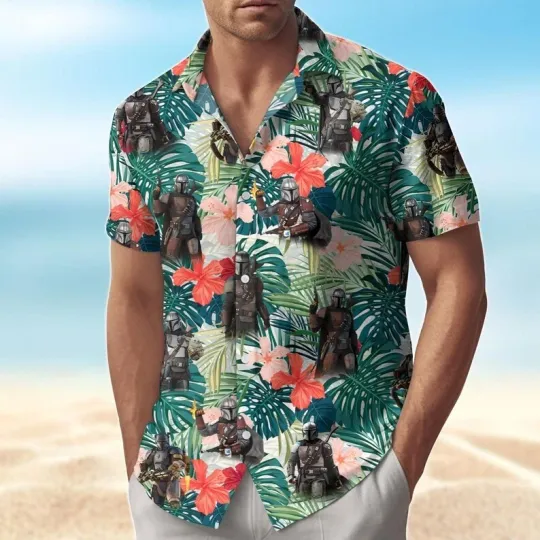 The Mandalorian Button Shirt, Dadalorian Hawaiian Shirt, Baby Grogu Beach Shirt