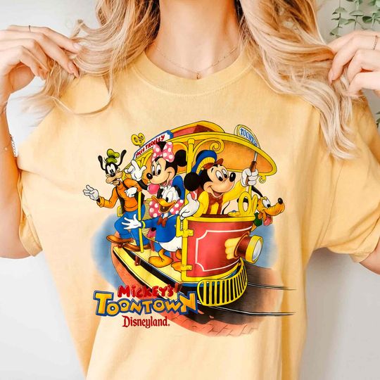 Discover Vintage Disney Mickey And Friends Toontown Shirt, Goofy Pluto Donald Minnie Tee, Disneyworld Disneyland Family Matching Trip Outfits