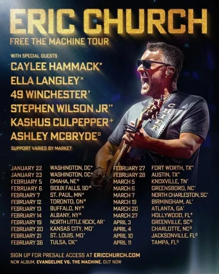 Discover E Church Free The Machine Tour 2026 North America poster