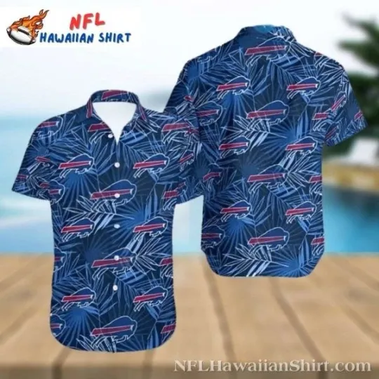 Discover football Buffalo Bills Navy Leaf Pattern Custom Hawaiian Shirt