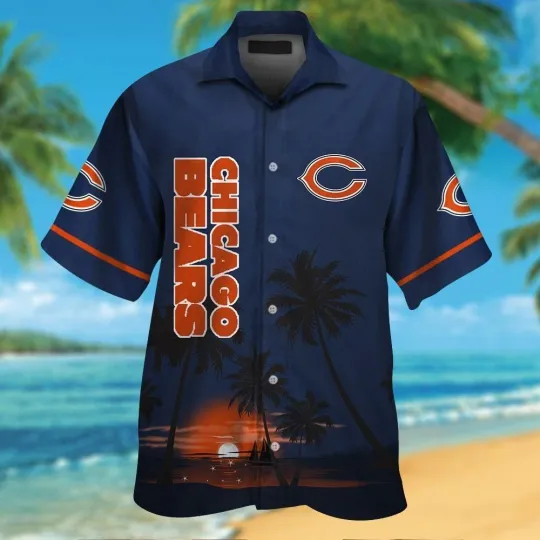 Chicago Bears Short Sleeve Button Up Tropical Hawaiian Shirt