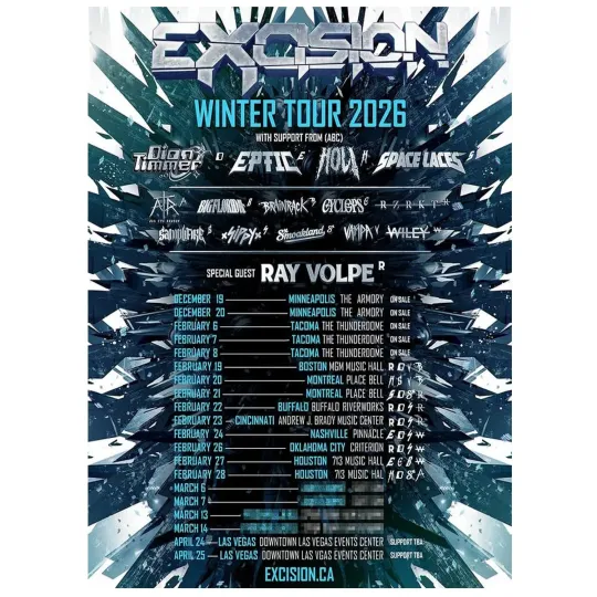 Discover Excision Winter Tour 2026 Ray Volpe Special Guest Poster