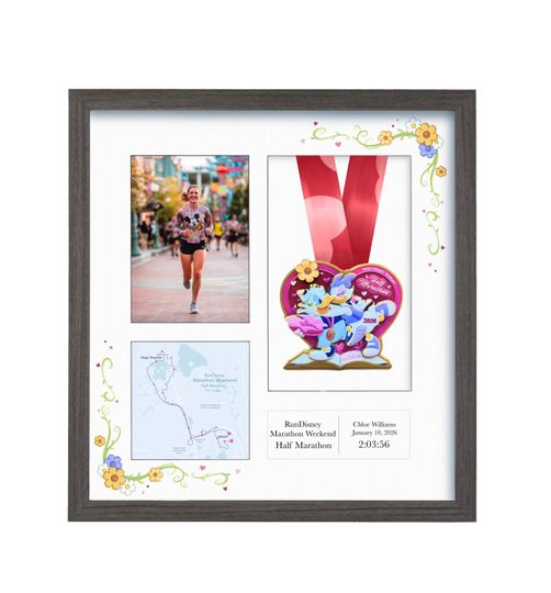 2026 RunDisney Marathon Weekend Half Marathon Medal Display Frame: Personalized Solid Wood with Route Map