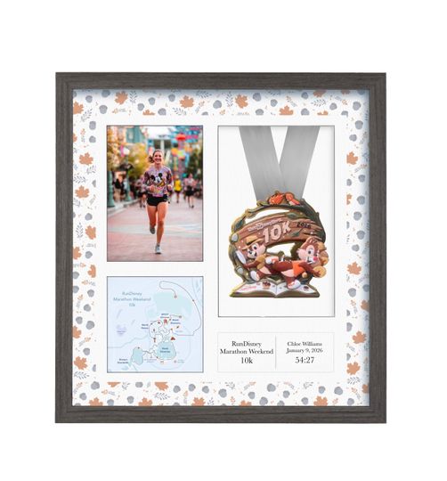 2026 RunDisney Marathon Weekend 10k Medal Display Frame: Personalized Solid Wood with Route Map