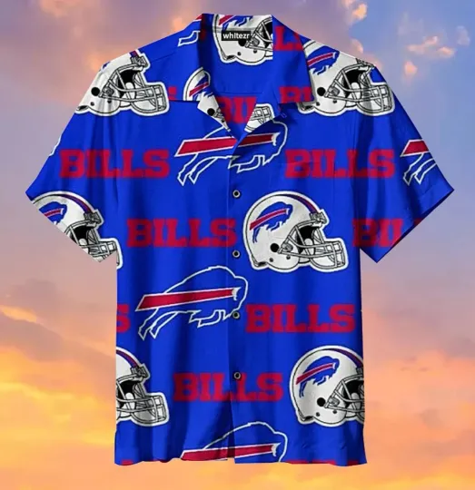 Discover Buffalo Bills Hawaiian Shirt Buffalo Bills American Football Helmet Blue Hawaii