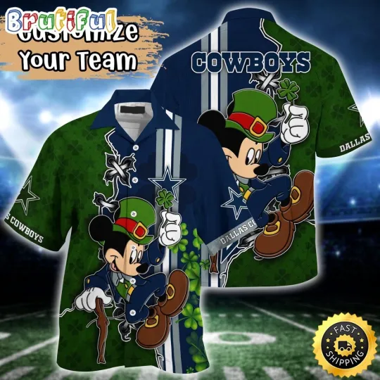 Discover Customized football Dallas Cowboys Hawaiian Shirt Mickey Mouse Patricks Day