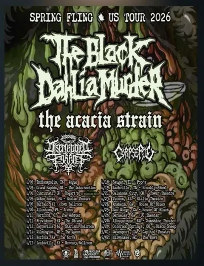Discover The Black Dahlia Murder Spring Fling US Tour 2026 poster