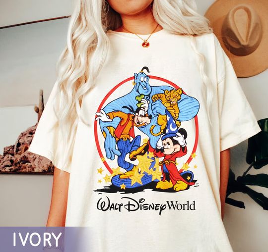 Retro Sorcerer Mickey Goofy Genie Simba Comfort Colors Shirt