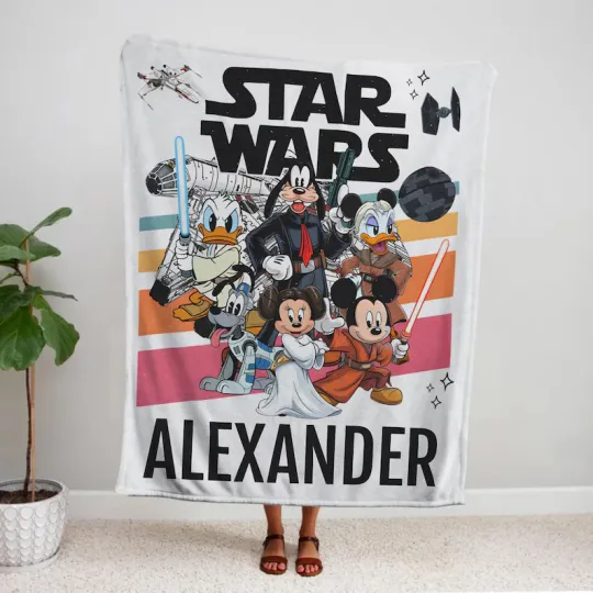Discover Custom Name Star Wars Disney Castle Fleece Blanket#5