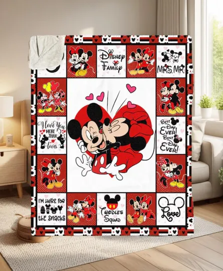 Custom Name Mickey Minnie Disney Castle Fleece Blanket#5