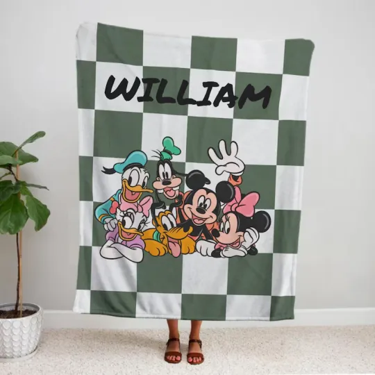 Custom Name Mickey Minnie Disney Castle Fleece Blanket#4