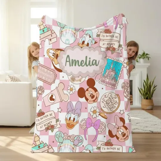 Discover Custom Name CMickey And Friends Fleece Blanket