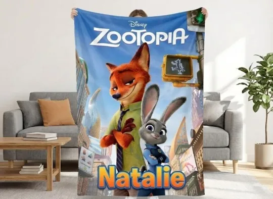 Discover Custom Name Zootopia Nick And Judy Fleece Blanket