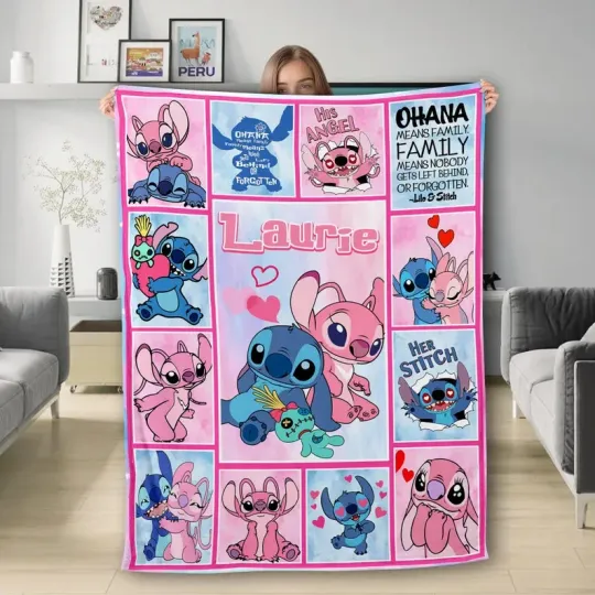 Discover Personalized Name Blue Dog Blanket, Custom Name Fleece Blanket