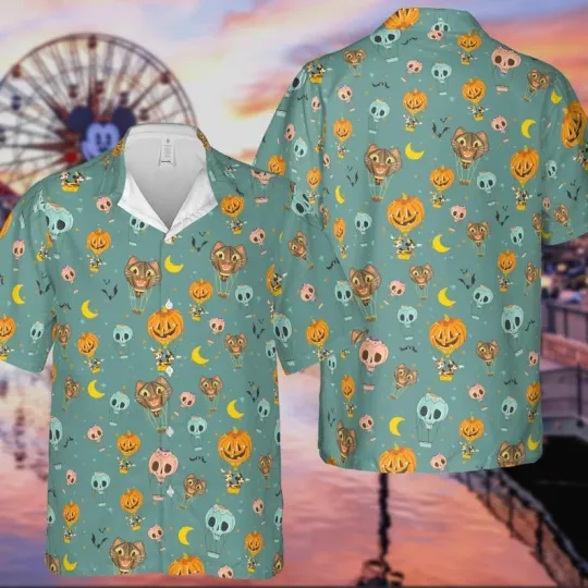 Discover Funny Mickey Jack O’ Lantern Hot Air Balloon Hawaiian Shirt, Disney Vacation Hawaiian Shirt