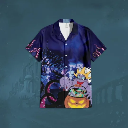 Ursula Disney Villains Hawaiian Shirt, Disney The Little Mermaid Button Up Shirt