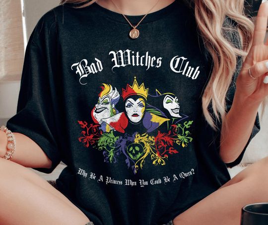 Discover Villains Bad Witches Club Group Shot Comfort Colors Shirt, Ursula, Evil Queen, Maleficent, 2024 Family Trip, Magic Kingdom Park