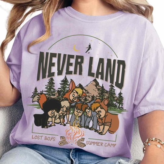 Discover Vintage Disney Peter Pan Lost Boys Shirt, Neverland Summer Camp Tee, Retro Disneyworld Disneyland Family Trip Matching 2025