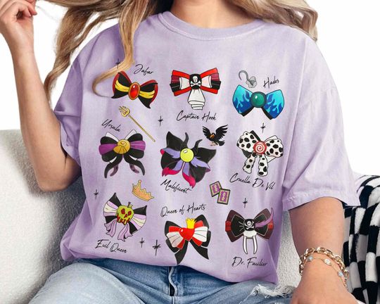 Discover Disney Coquette Bow Group Villains Maleficent Evil Queen Shirt, Maleficent Evil Queen Hook Hades Tee, Disneyworld Family Trip Matching