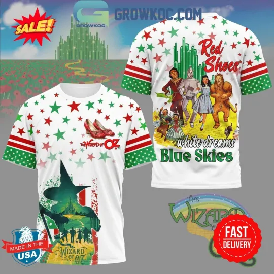 The Wizard Of Oz Red Shoes White Dreams Blue Skies 3D T Shirt