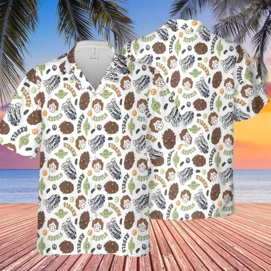 Discover Star Wars Shirt, Star Wars Hawaiian Shirt, Men's Short Sleeve Shirt, Movie Butto