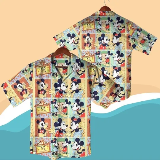 Mickey Mouse "Hello Gorgeous" Hawaiian Shirt, Mickey Minnie Cartoon Beach Outfit
