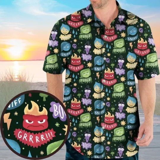 Discover Colourful Mind Inside Out Hawaiian Shirt, Pixar Emotion Shirt, Joy Sadness Anger