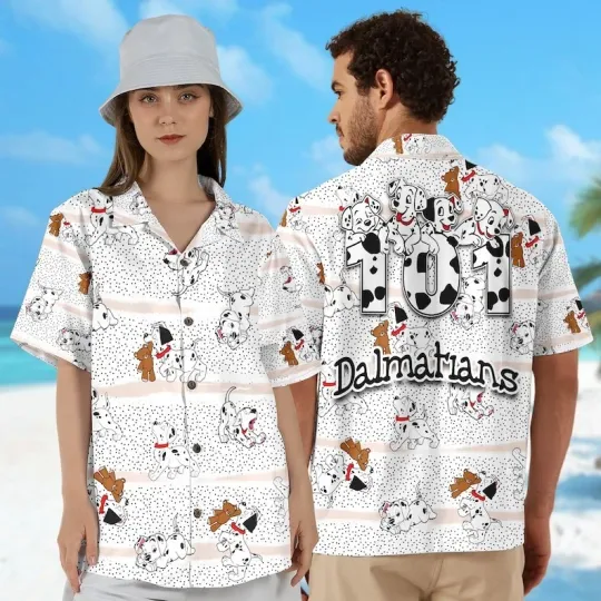 Discover Funny Dalmatian Hawaii Beach Shirt, Dalmatian Movie Button Up Shirt Holiday, Dog