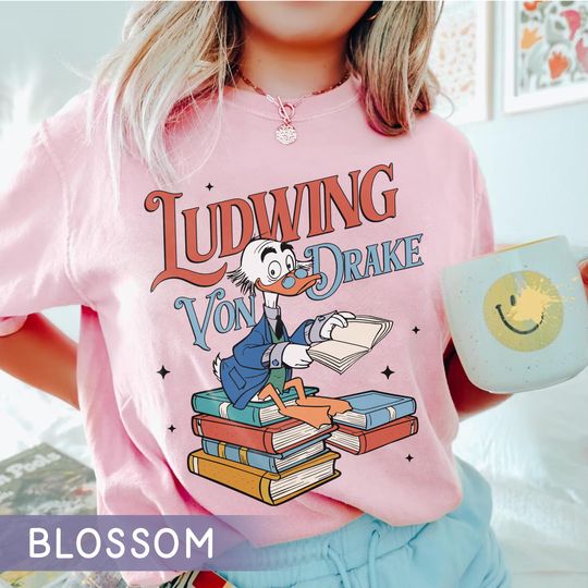 Discover Vintage Ludwig Von Drake Reading Books T-shirt, Funny Disney Uncle of Donald Duck Tee