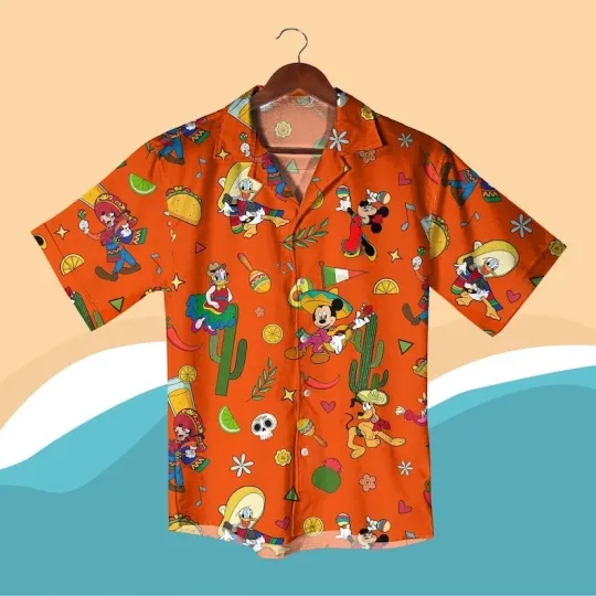 Discover Mexican Fiesta Mickey Hawaiian Shirt Cartoon Print Summer Outfit Funny Cinco de