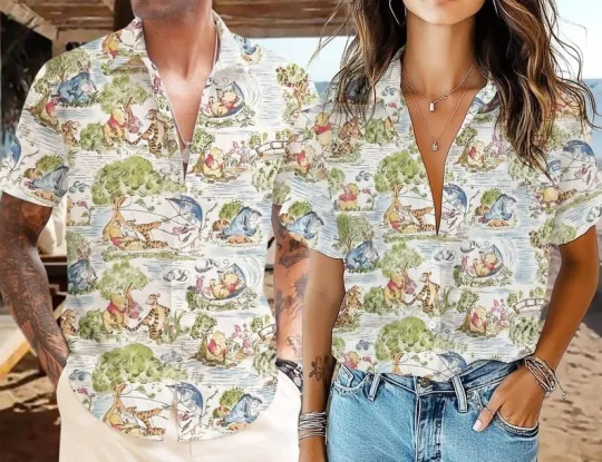 Discover Winnie the Pooh Hawaiian Shirt, Disney Hawaiian Shirt, Pooh and Friends Shirt, H